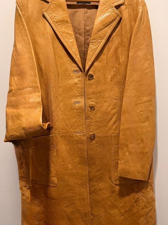 Jackets & Blazers - Stylish women Tan Leather Trench Coat